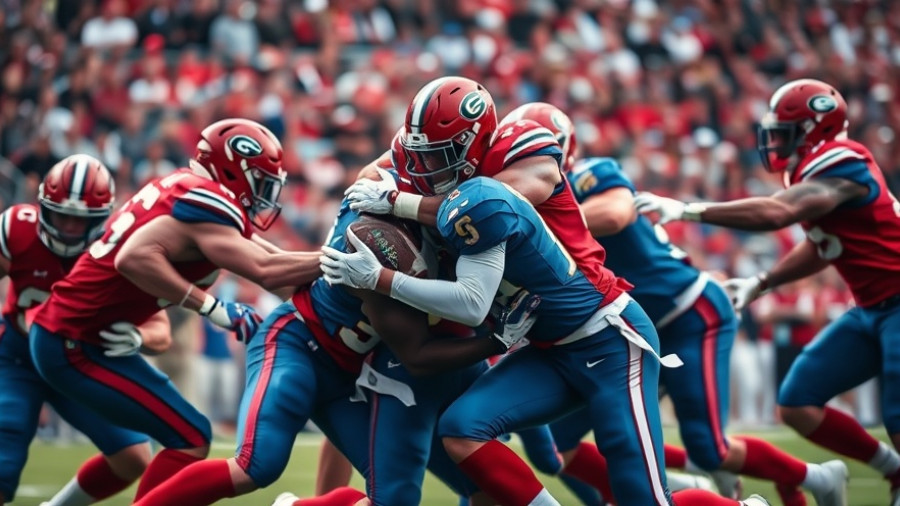 BYU beats Utah in intense football tackle scene.