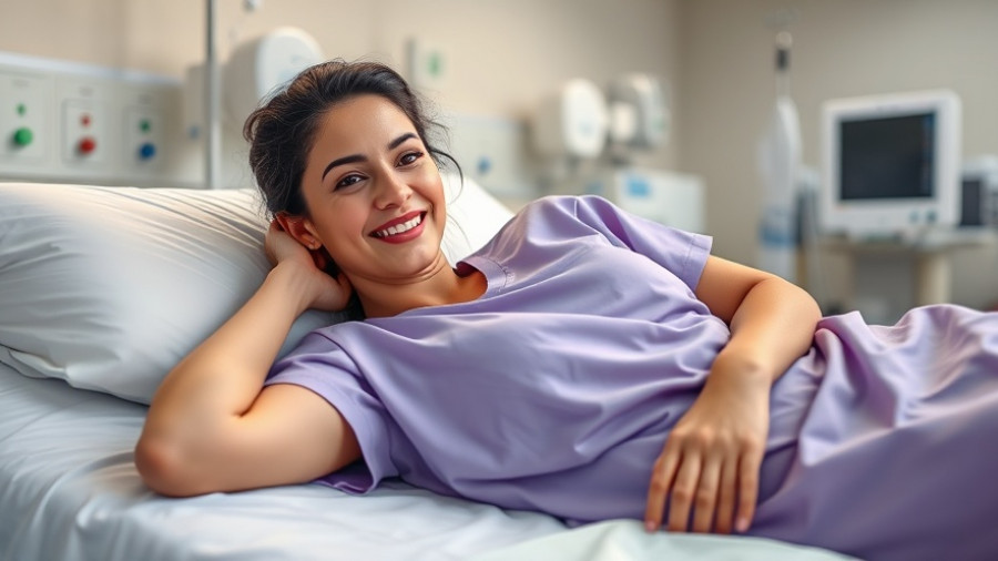 CEO in hospital gown during breast cancer journey, hospital setting.