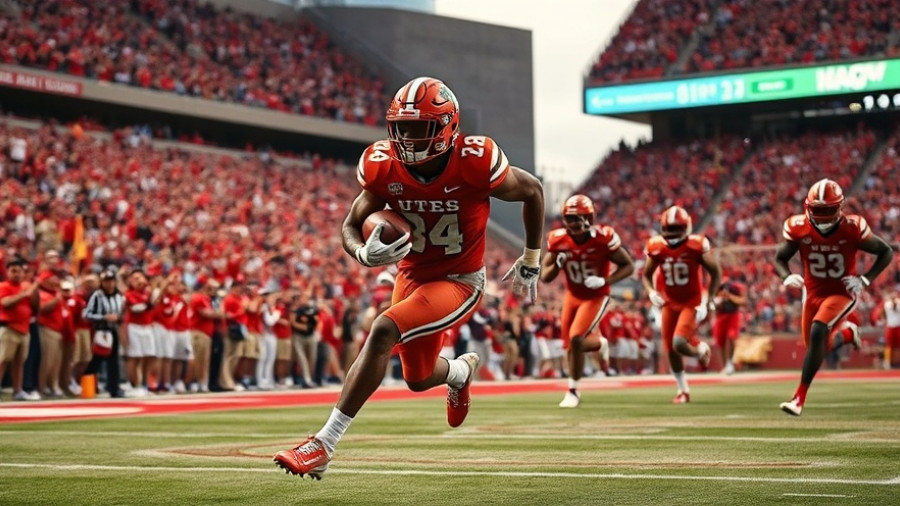 Utah Utes run game action with players on the field.
