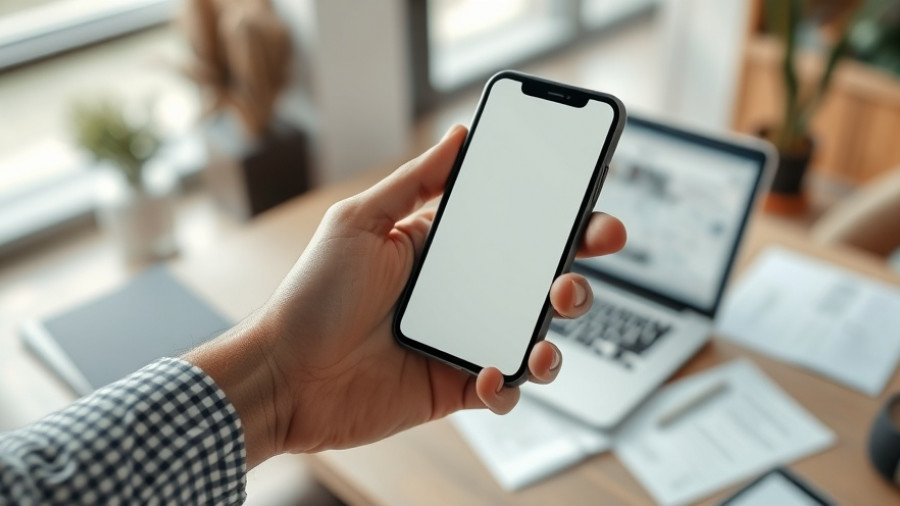 Close-up of person holding smartphone with KSL NewsRadio app, indoor setting.