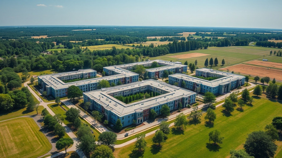 Aerial view of Utah's homeless campus layout with buildings.