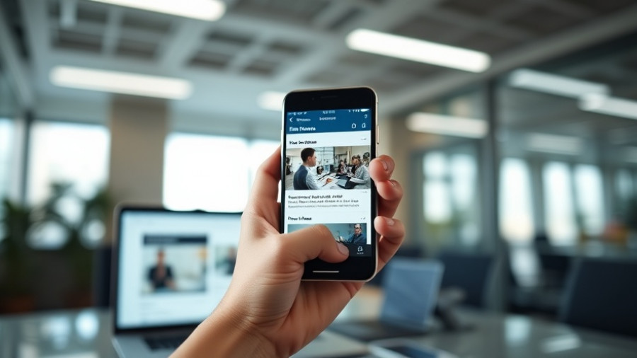 Download the KSL news app showing in a modern office setting.