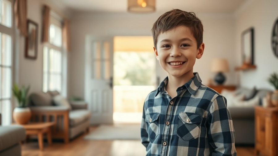 5-year-old boy confidently recovering post dog attack indoors.