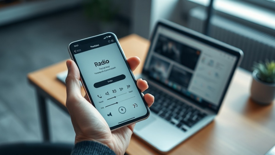 Salt Lake City resident using KSL Newsradio app in an office setting.