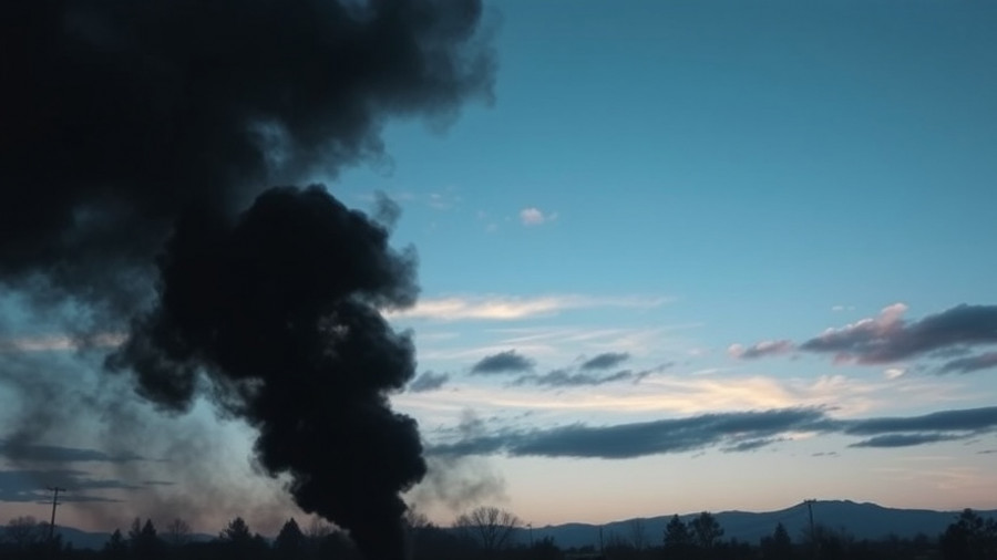 Dramatic smoke plume rises at dusk from UPS plane crash site in Louisville.