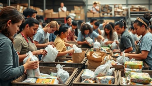 SNAP relief volunteers in Salt Lake City packing supplies.