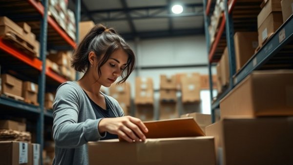 Woman organizing food boxes as food pantry demand increases due to SNAP cuts.