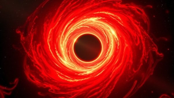 Largest black hole flare with swirling accretion disk in space.
