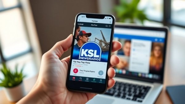 KSL NewsRadio app on phone held by hand in office; SNAP benefits restoration Utah.