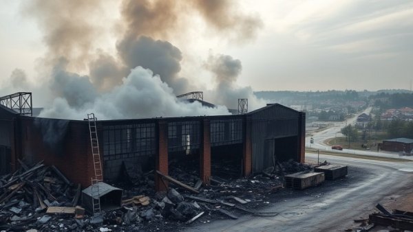 Charred remains of American Fork Honey Factory fire aftermath.