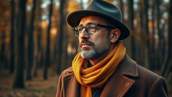 A thoughtful man in a forest, capturing the essence of exploration.