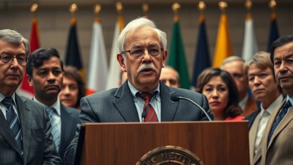 Formal announcement on Utah redistricting ruling, group with serious expressions.