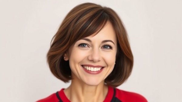 Smiling woman with short hair in portrait shot