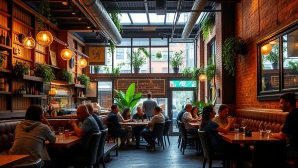 Cozy Utah bar interior with patrons and lush decor.
