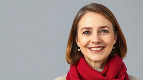 Middle-aged woman smiling with a red scarf, Ogden Valley City Incorporation.