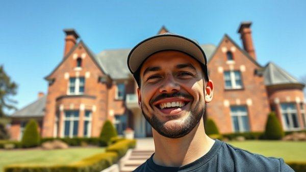 Home Alone Mansion Recreation in Utah with man smiling in front.