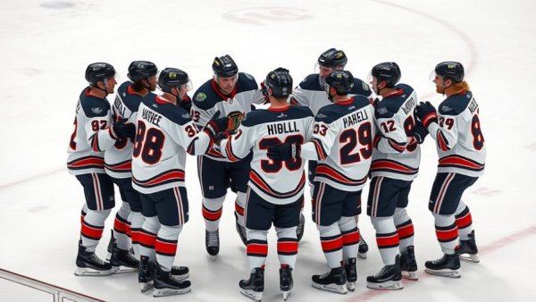 Wedgewood's team celebrates their shutout Avalanche win on ice.