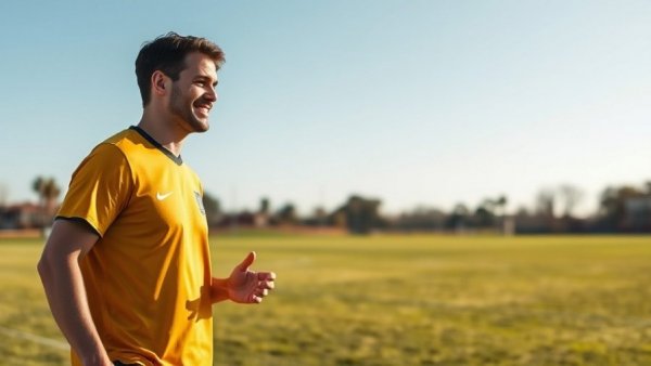 AI Revolution 2025: Soccer player discussing technology on the field.