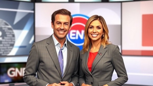 Two news anchors smiling for KSL News Now broadcast.