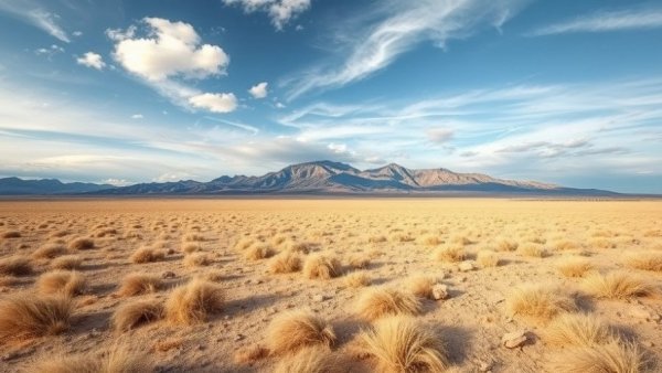Vast open desert with distant mountains under cloudy sky, highlighting public lands conservation efforts.
