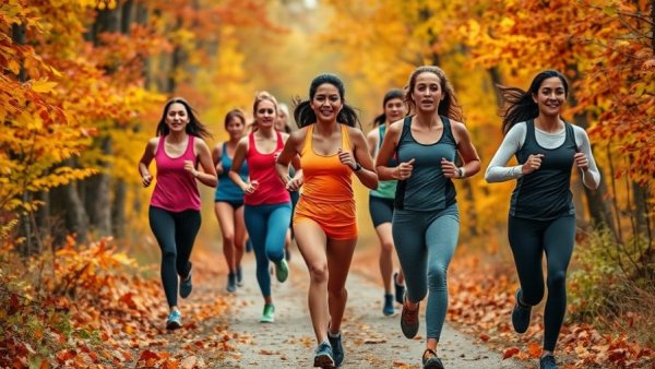 Women's Epic Race with runners on a colorful autumn trail.