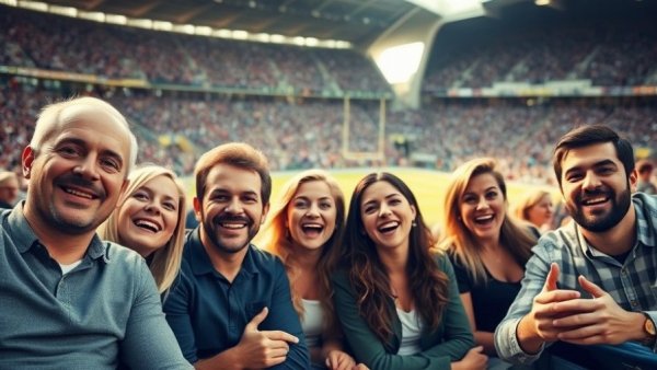 Cameron Dicker Christmas Surprise football fans smiling at game.