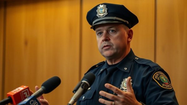 Police officer briefing on a shooting outside a funeral in Salt Lake City.