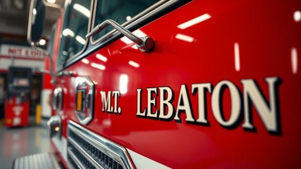 Mt. Lebanon fire truck logo, inside fire station