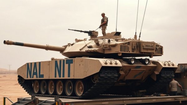 U.S. Strike against Al-Qaeda Leader in Syria: Military tank with soldier in desert.