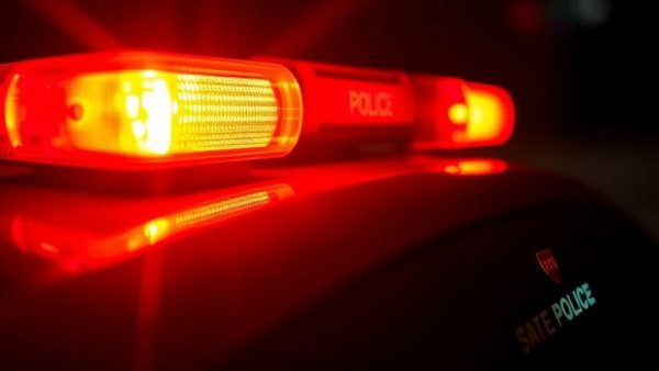 Flashing police lights in low light, Millcreek pedestrian accident