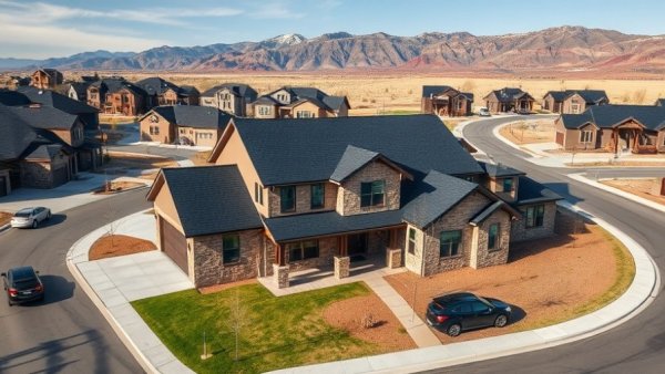 Aerial view of new homes in Utah, emphasizing housing affordability.