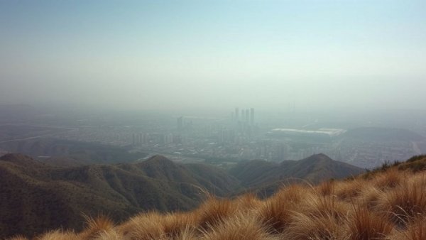 Utah cityscape hazy view, winter storm snow report scene.