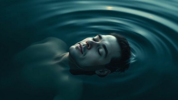 Serene man floating in water, Save the Great Salt Lake.