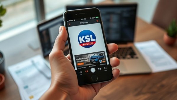 Salt Lake City community engagement with KSL NewsRadio app displayed on smartphone.