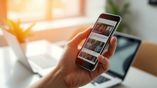 KSL NewsRadio app on phone in an office setting.