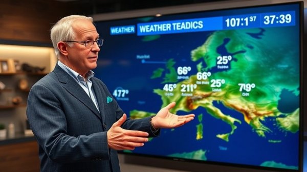 Weather presenter giving forecast on February 12, 2026.