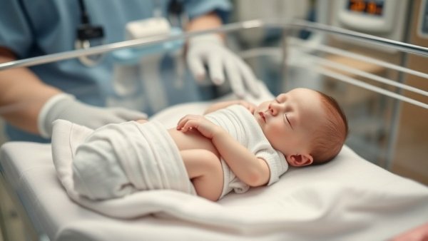 Newborn baby in hospital, Utah newborn screening test setup.