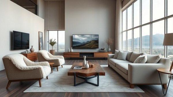 Rossi Hill Home Remodel - Modern living room with plush seating and rustic decor.