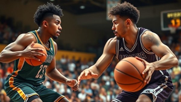 Utah State Mountain West Championship intense basketball match scene.