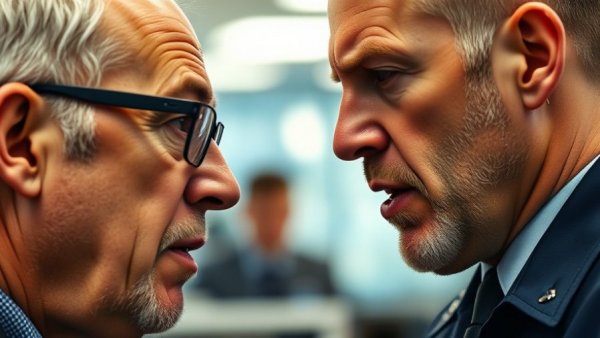 Close-up of men debating, illustrating Tooele sheriff political retaliation claims.