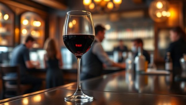Elegant glass of red wine on bar counter reflecting Utah omnibus alcohol bill context.