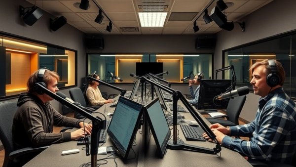 Community Connection in Salt Lake City radio hosts broadcasting in studio.