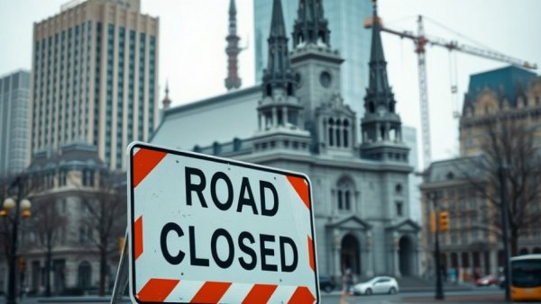 Salt Lake City street closures: road closure in historic city area.