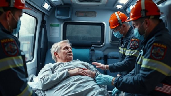 Kaysville physician heart attack EMTs assist patient in ambulance.