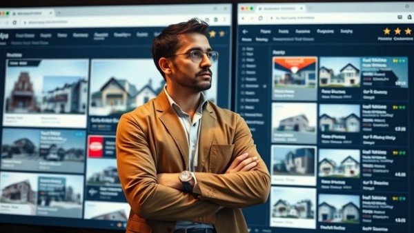 Confident man decides on home listing for choosing where to live in Utah.