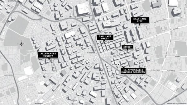 Map of affordable housing projects in Salt Lake City highlighting key areas.