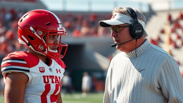 Devon Dampier with coach during Utah 2026 season practice.