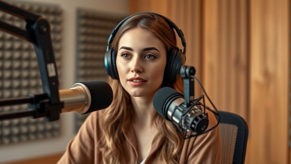 Radio host broadcasting in a studio, Salt Lake City event.