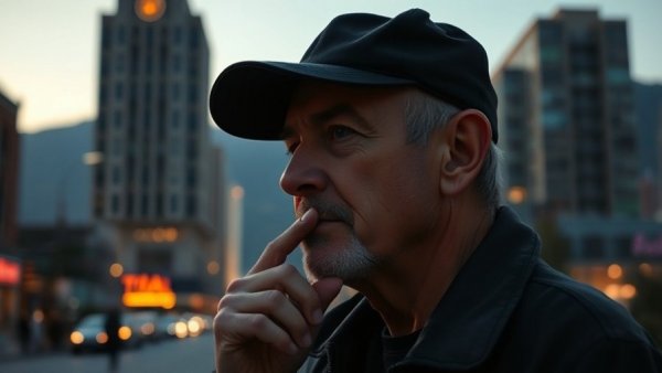 Contemplative man in urban Utah setting, pondering move in 2026.