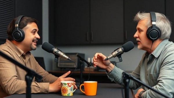 Salt Lake City Short Film Scene: Engaged radio hosts in a studio setting.